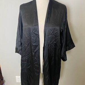 'Victoria's Secret Black Silk Kimono Robe – Satin Feel, Flowy & Elegant